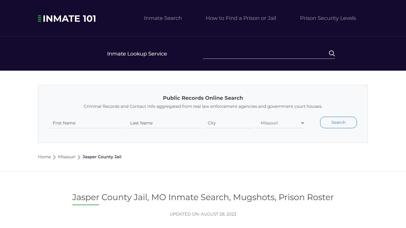 Jasper County Jail, MO Inmate Search, Mugshots, Prison Roster