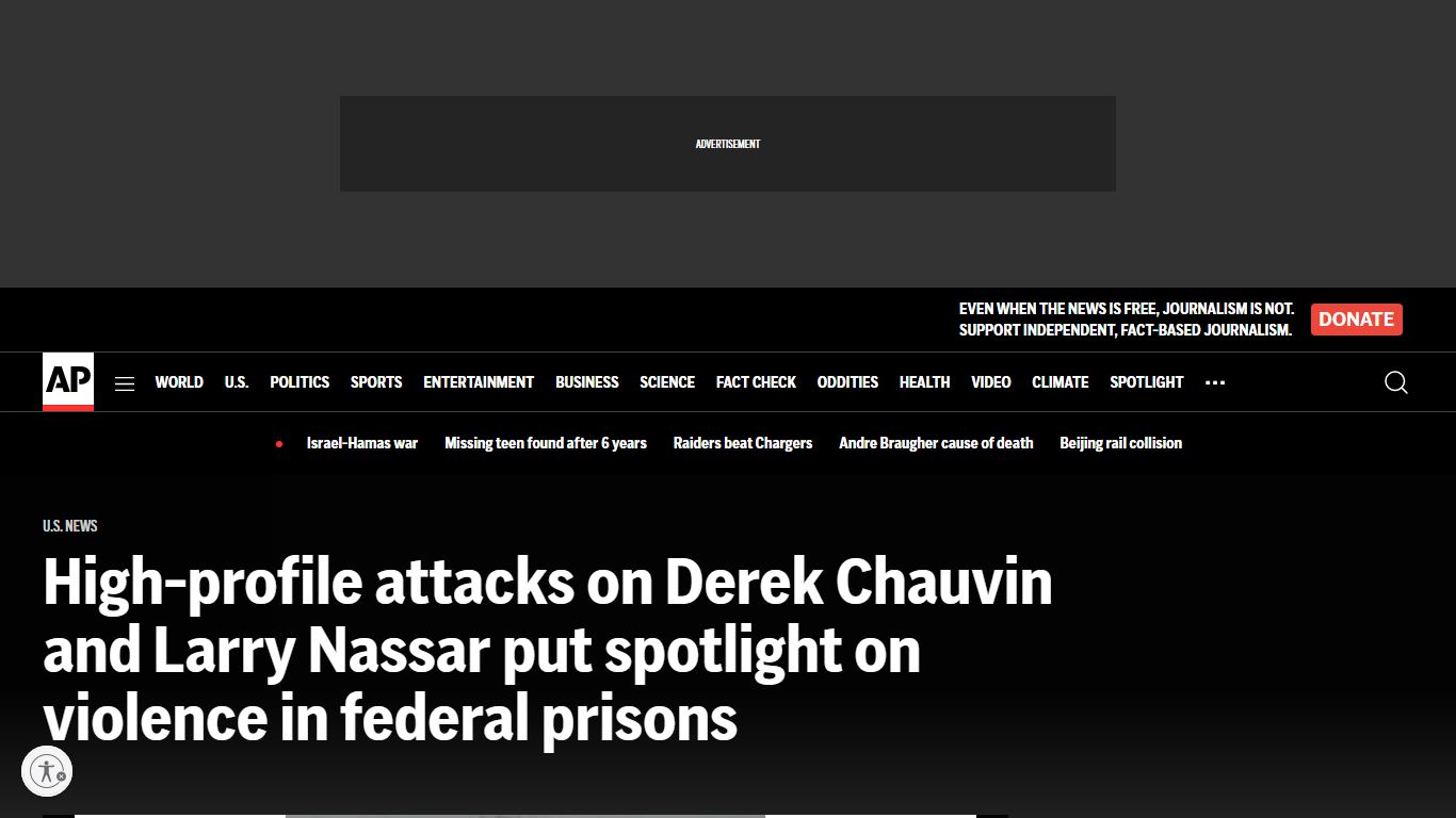 Derek Chauvin, Larry Nassar attacks highlight violence in federal ...